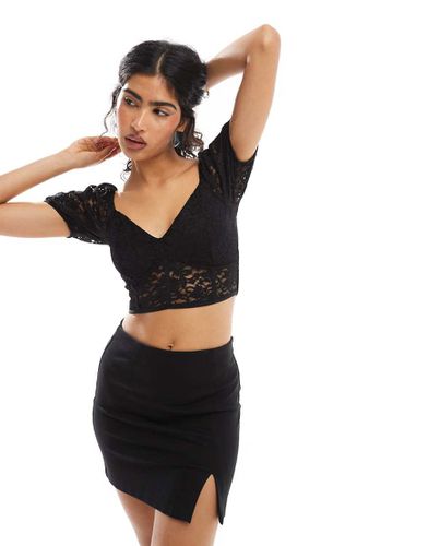 ONLY - Crop top en dentelle - Noir - Only - Modalova