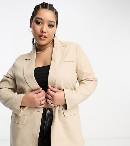 Blazer oversize en lin - Taupe - Only Curve - Modalova