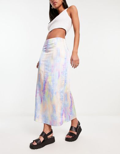 Jupe nuisette mi-longue en satin effet tie-dye - Pastel - Only - Modalova