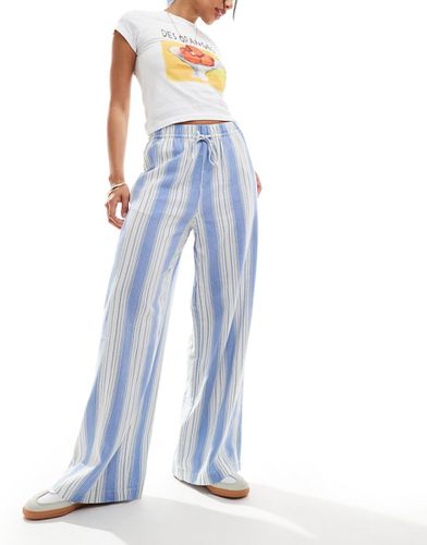 Pantalon ample en lin à rayures - Bleu et - Only - Modalova
