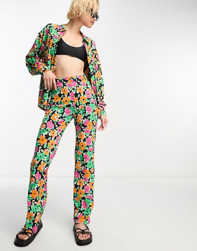 Pantalon d'ensemble évasé à grandes fleurs multicolores - Only - Modalova