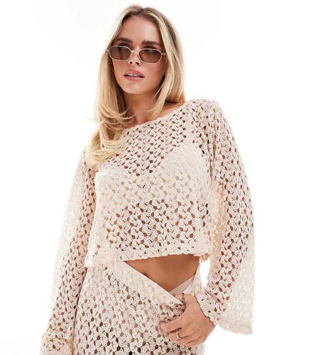 Top d'ensemble à manches longues en maille au crochet - Crème - Only Petite - Modalova