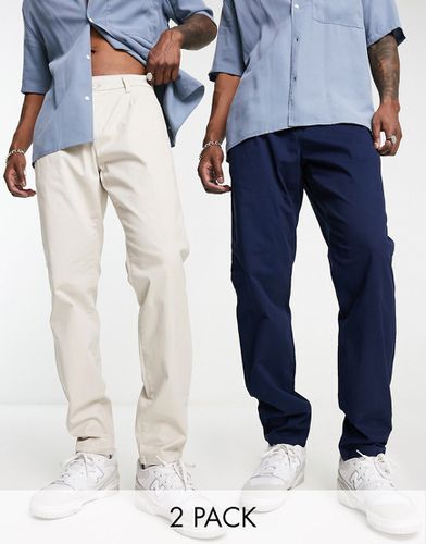 Lot de 2 pantalons chino - Bleu marine et beige - Only & Sons - Modalova