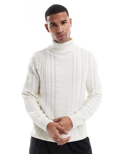 Pull en maille chunky à col roulé - Crème - Only & Sons - Modalova