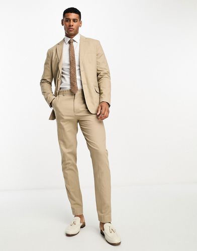 Pantalon de costume slim en lin mélangé - Beige - Only & Sons - Modalova