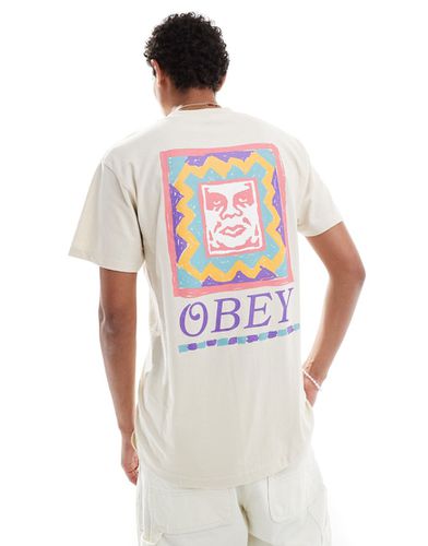 T-shirt imprimé au dos - Taupe teinté sur pièce - Obey - Modalova