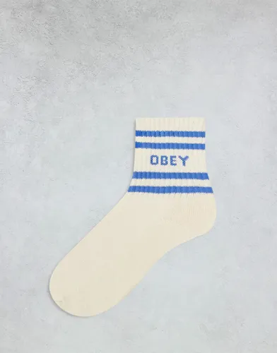 Chaussettes rayées à logo - Crème/bleu - Obey - Modalova