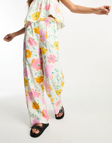 Pantalon d'ensemble ample à imprimé fleuri - Jaune/rose - Object - Modalova