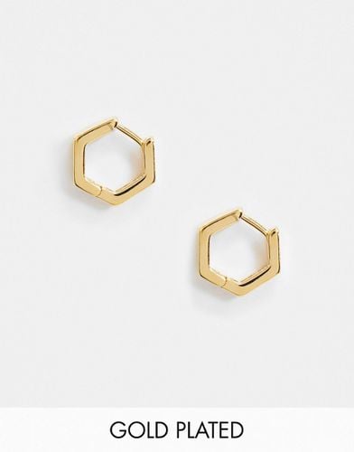 Petite créoles hexagonales en plaqué or - Orelia - Modalova