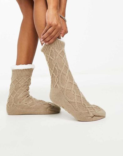 Chaussons-chaussettes confortables en maille torsadée - Beige - Loungeable - Modalova