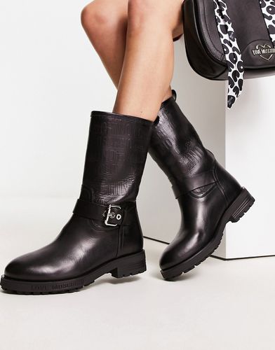 Bottes avec boucles sur le côté - Noir - Love Moschino - Modalova