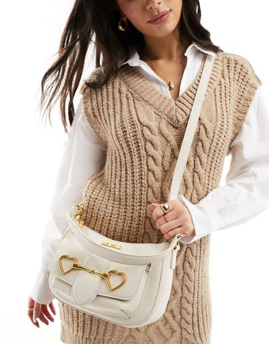 Sac bandoulière avec logo et caurs dorés - cassé - Love Moschino - Modalova