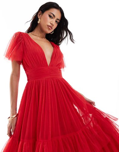 Madison - Robe mi-longue en tulle avec col en V - Lace & Beads - Modalova