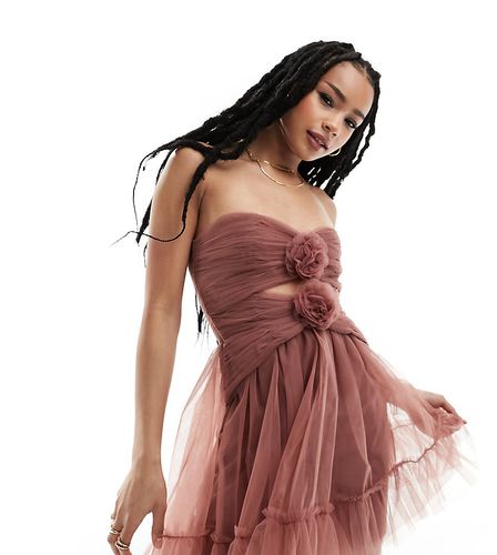Robe courte en tulle à volants - Marron rosé - Lace & Beads Petite - Modalova