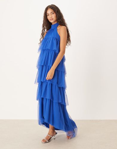 Robe longue tage en tulle avec dos ouvert - de cobalt - Lace & Beads - Modalova