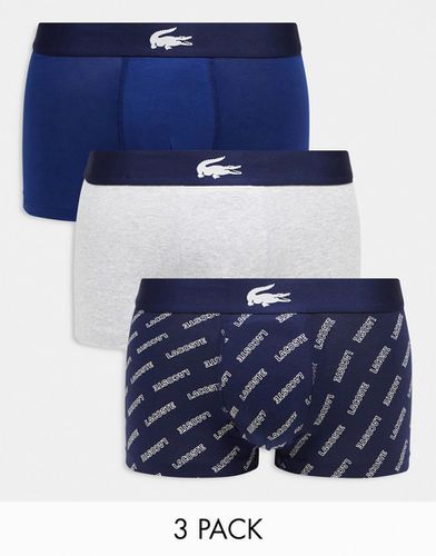 Lot de 3 boxers en coton stretch avec logo - marine - Lacoste - Modalova