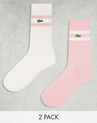 Lot de 2 paires de chaussettes à liserés - Blanc et - Lacoste - Modalova