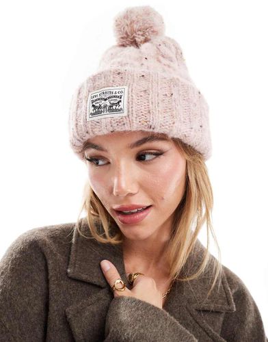 Bonnet en maille torsadée mouchetée avec pompon et étiquette logo - Levi's - Modalova