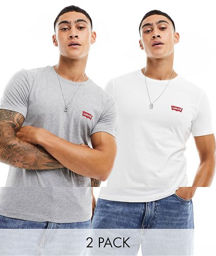 Lot de 2 t-shirts ras de cou avec logo de la marque - Blanc et gris chiné - Levi's - Modalova
