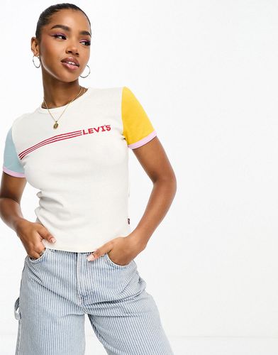 Rickie - T-shirt à logo sur la poitrine et manches contrastées - Crème - Levi's - Modalova