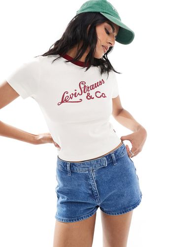 T-shirt à col contrastant avec logo vintage - Crème - Levi's - Modalova