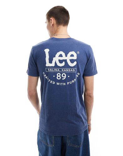 T-shirt imprimé au dos avec logo ondoyant - Bleu foncé - Lee - Modalova