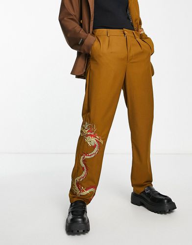 Pantalon de costume coupe décontractée avec imprimé tigre placé - Liquor N Poker - Modalova