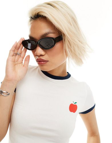 T-shirt court à motif pomme et bords contrastants - Motel - Modalova