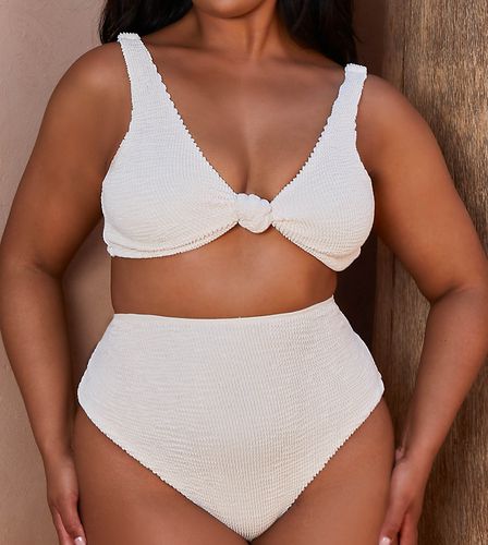 Curve x Bernadette Afia - Bas de bikini effet froissé à taille haute - Noix de coco - Moda Minx - Modalova