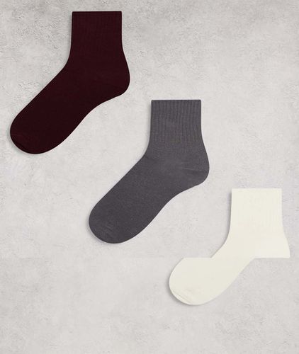 Lot de 3 paires de chaussettes - Crème, gris et bordeaux - Monki - Modalova