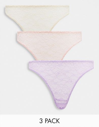 Lot de 3 strings en dentelle - Monki - Modalova