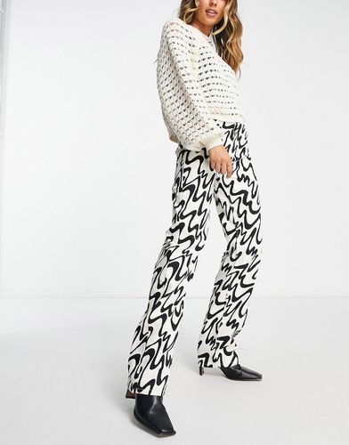 Pantalon d'ensemble à taille haute à imprimé vagues - Monki - Modalova