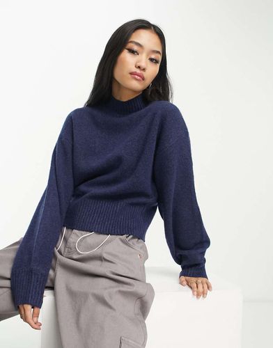 Pull en maille à col montant - Bleu marine - Monki - Modalova