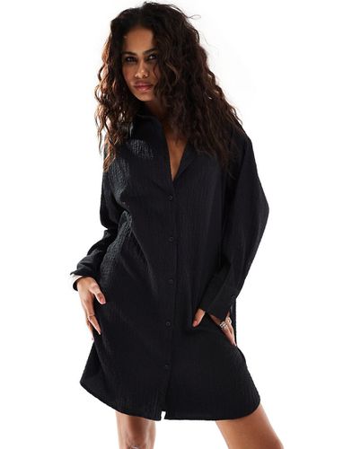 Robe chemise courte oversize - Beige - Monki - Modalova