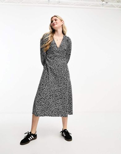 Robe mi-longue à imprimé prairie avec manches longues et col V - multicolore - Monki - Modalova