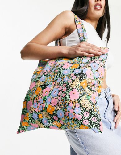 Tote bag en coton imprimé fleurs - Monki - Modalova