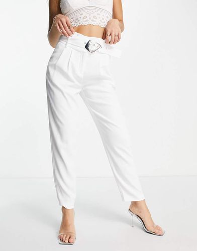 Pantalon cigarette à taille haute avec ceinture - Morgan - Modalova