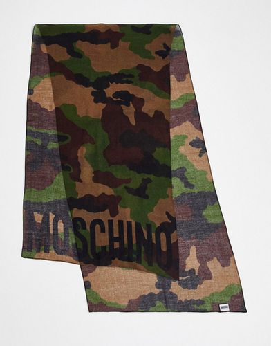 Écharpe à logo et imprimé camouflage - Kaki - Moschino - Modalova