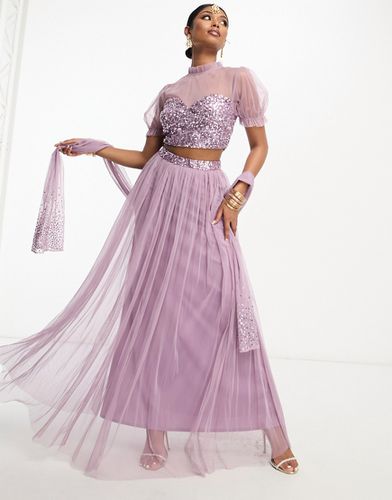 Jupe lehenga d'ensemble ornée de sequins - Lilas - Maya - Modalova