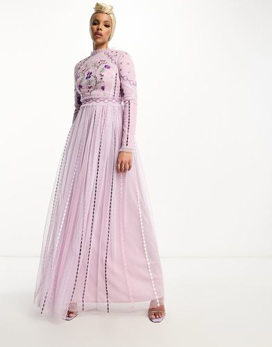 Robe longue à sequins et broderies - Lilas pâle - Maya - Modalova