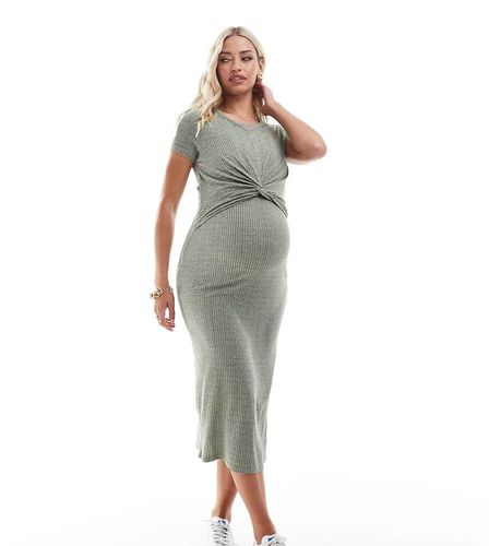 Mamalicious Maternity - Robe mi-longue conçue pour l'allaitement à manches courtes nouée sur le devant - Mama.licious - Modalova