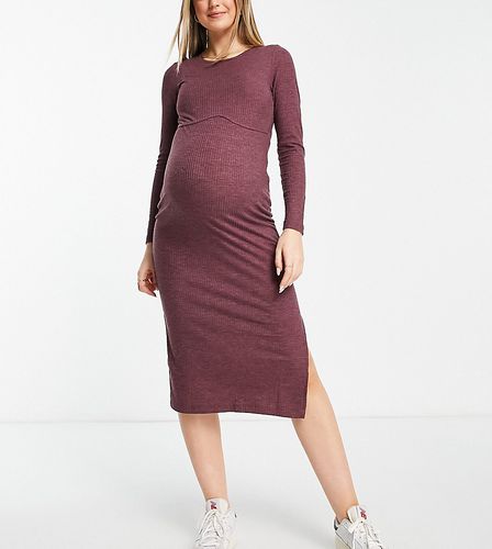 Mamalicious Maternity - Robe mi-longue en maille - Bordeaux - Mama.licious - Modalova