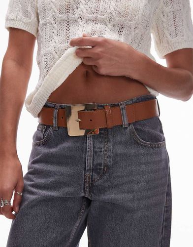 Ceinture en cuir avec grosse boucle carrée - Mango - Modalova