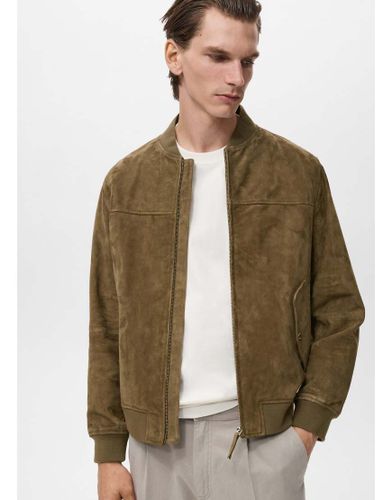 Mango - Bomber en cuir - Kaki-Vert - Mango - Modalova