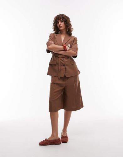 Bermuda long d'ensemble en lin mlang - Mango - Modalova