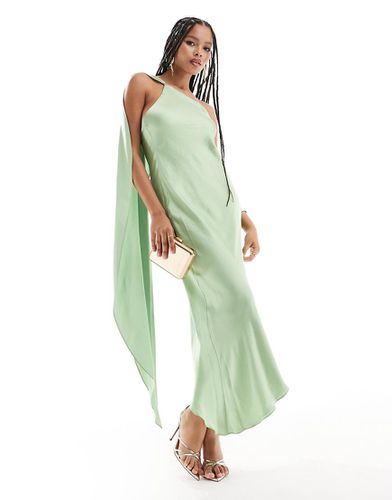 Robe drapée coupe asymétrique mi-longue en satin - clair - Mango - Modalova