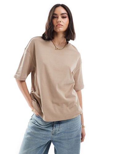 T-shirt coupe carrée de qualité supérieure - Beige clair - Mango - Modalova