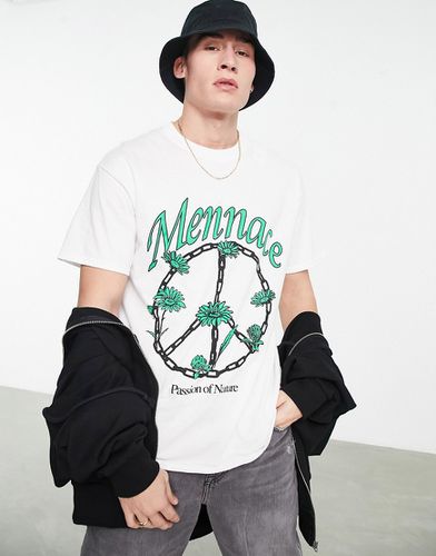 T-shirt à imprimé symbole de la paix - Blanc - Mennace - Modalova