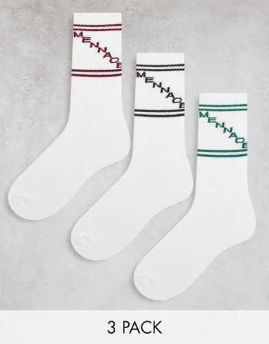 Lot de 3 paires de chaussettes blanches à logo - Multicolore - Mennace - Modalova