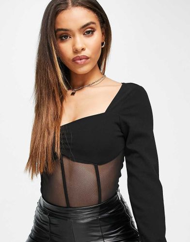 Body à encolure carrée avec empiècements en tulle - Missguided - Modalova